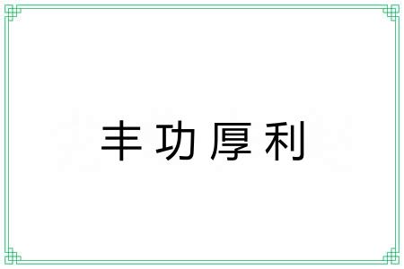 丰功厚利 丰功厚利