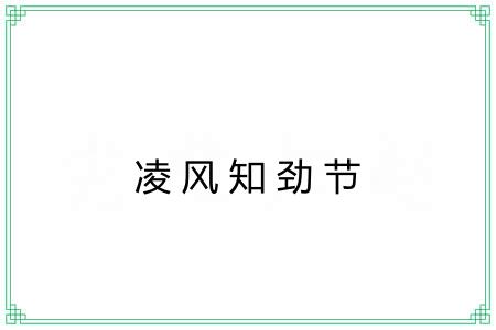 凌风知劲节 凌风知劲节