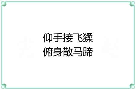 仰手接飞猱俯身散马蹄 仰手接飞猱俯身散马蹄