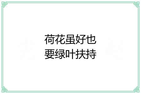 荷花虽好也要绿叶扶持 荷花虽好也要绿叶扶持